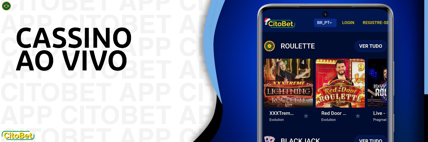 Jogos de casino ao vivo disponíveis para os utilizadores da aplicação Citobet 