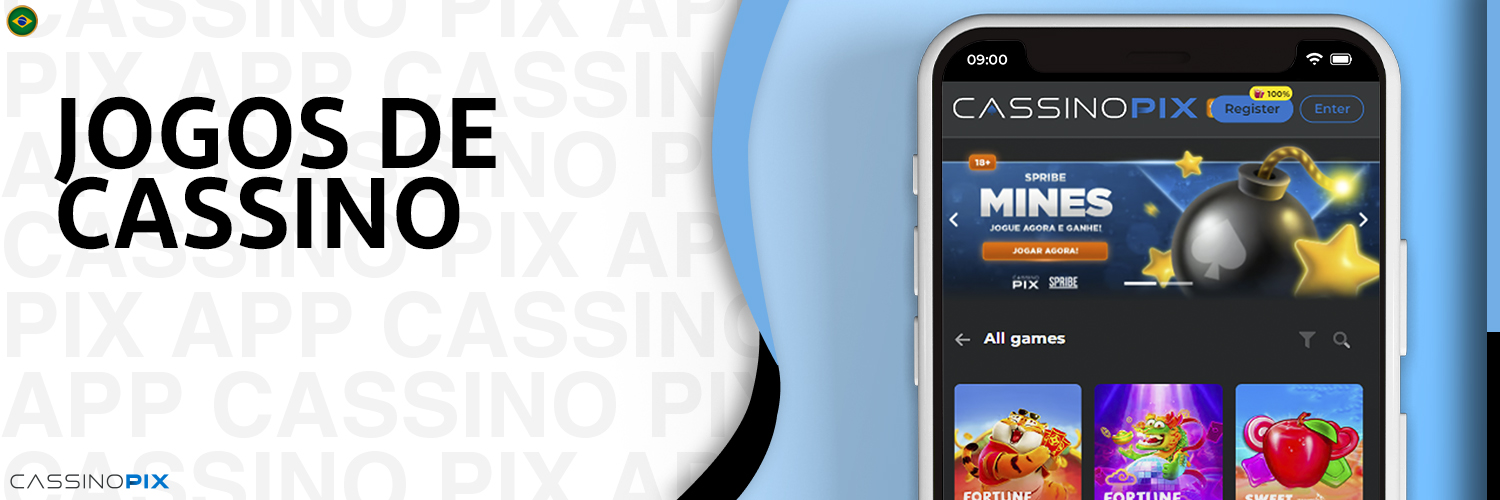 Jogos na secção de casino online da aplicação móvel Cassino PIX App