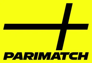 The Logo of the Parimatch company which symbolise black cross and the brand name