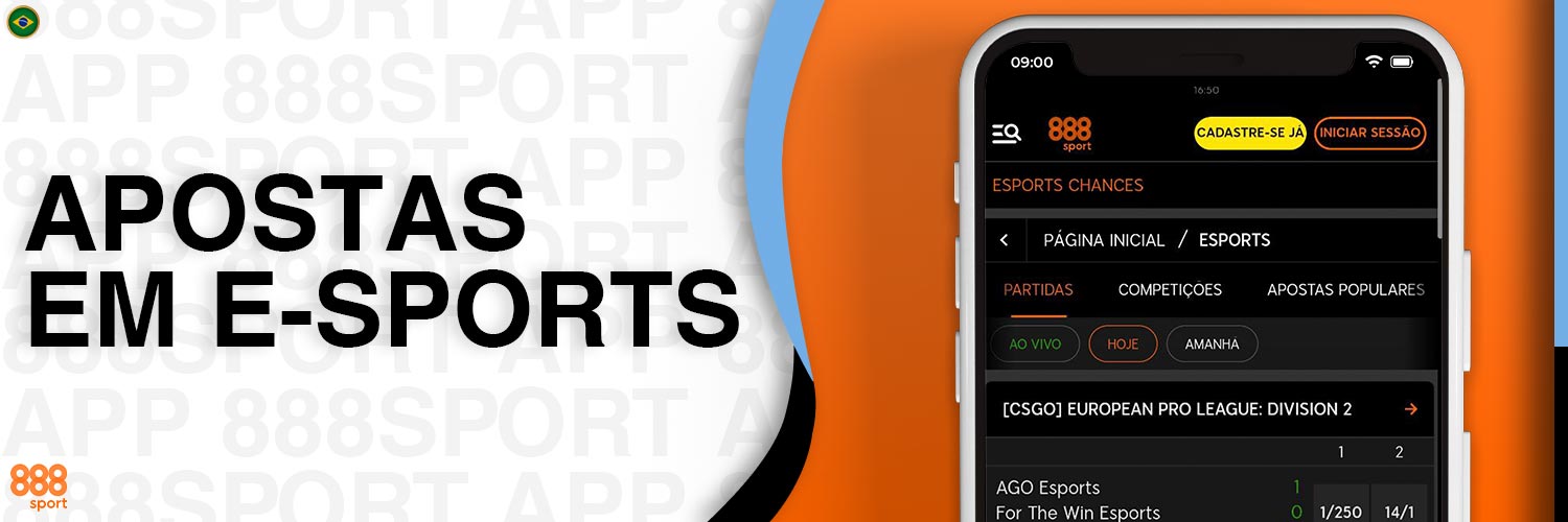 No aplicativo 888Sport, estão disponíveis apostas em e-sports.