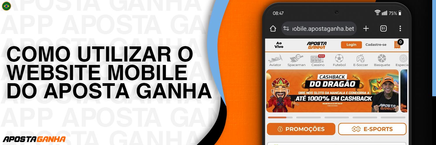 Versão móvel do site Aposta Ganha em comparação com o aplicativo móvel Aposta Ganha.