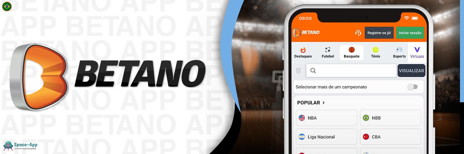 Apostas em basquete no aplicativo móvel Betano.