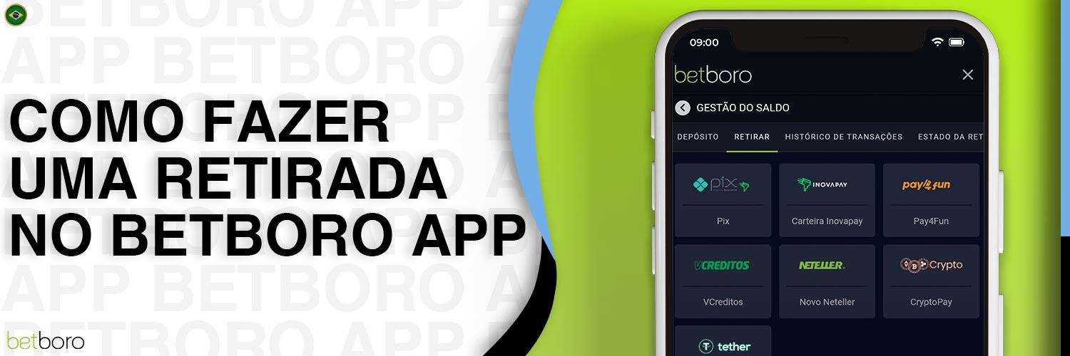 Guia sobre como sacar dinheiro através do aplicativo Betboro.