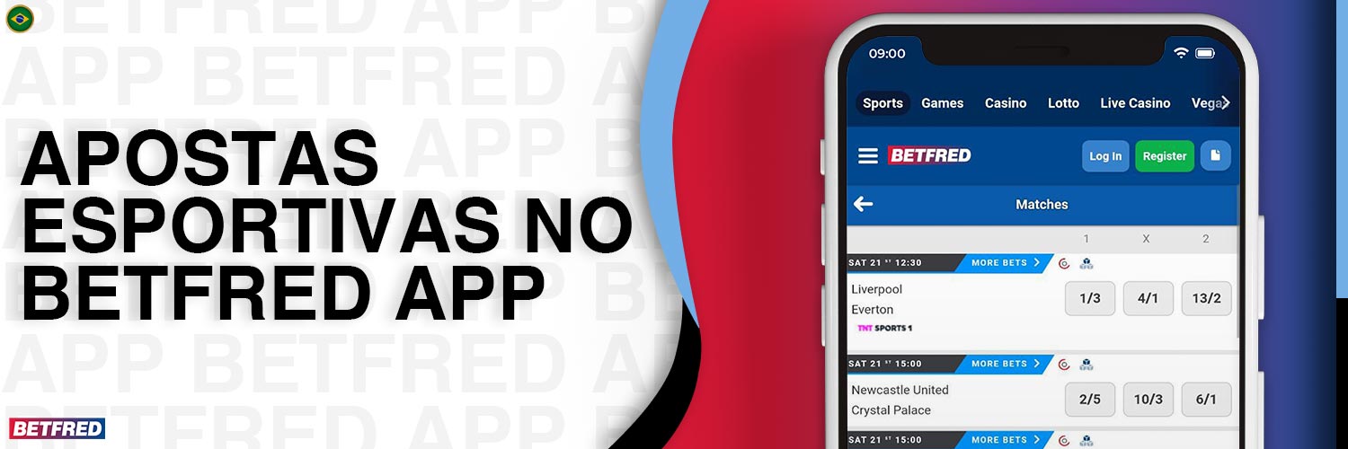 Visão geral dos tipos de esportes disponíveis para apostas no aplicativo Betfred.