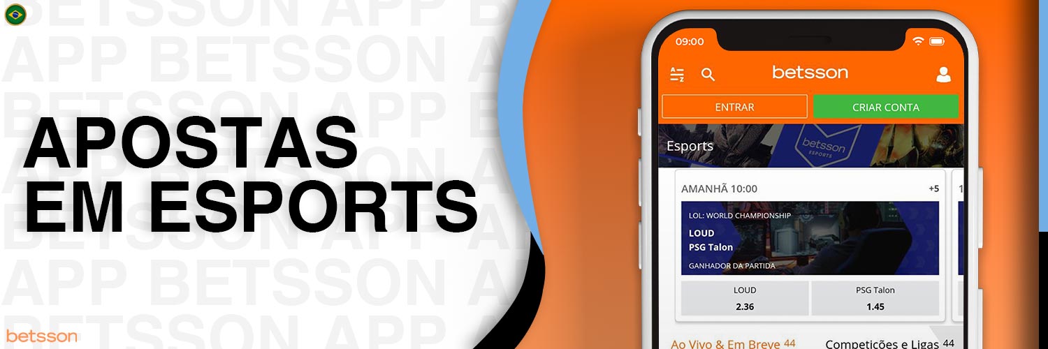 No aplicativo Betsson, estão disponíveis apostas em e-sports.
