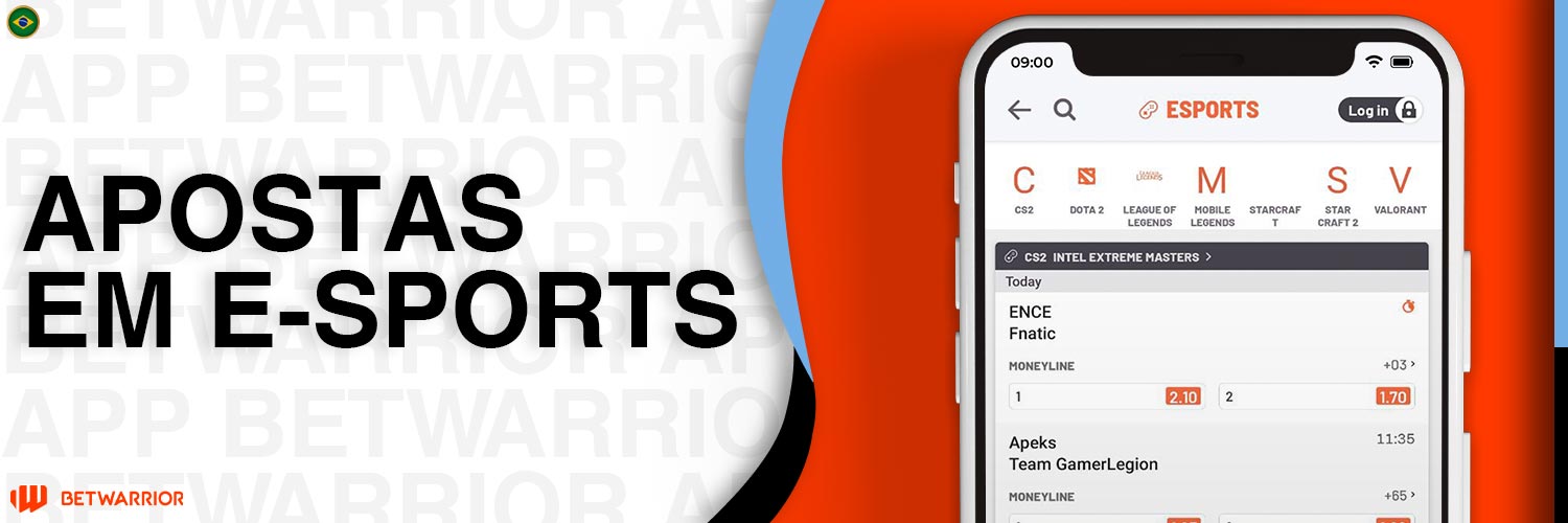 No aplicativo BetWarrior, estão disponíveis apostas em e-sports.