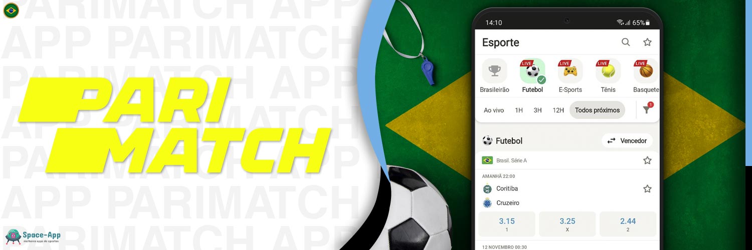 Apostas de futebol no aplicativo móvel Parimatch.