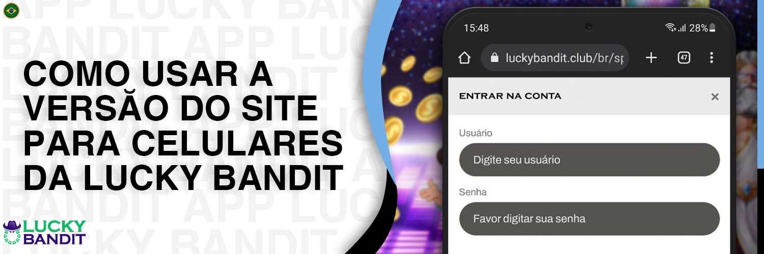 Guia de uso do site móvel Lucky Bandit.