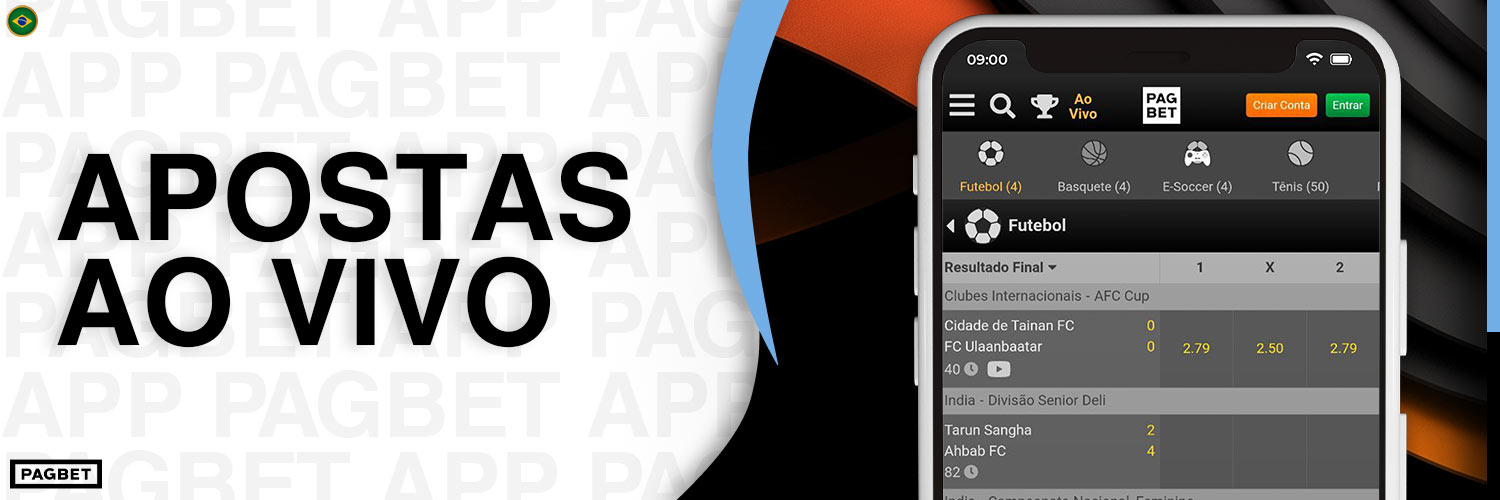 No aplicativo móvel Pagbet, estão disponíveis apostas esportivas em tempo real.