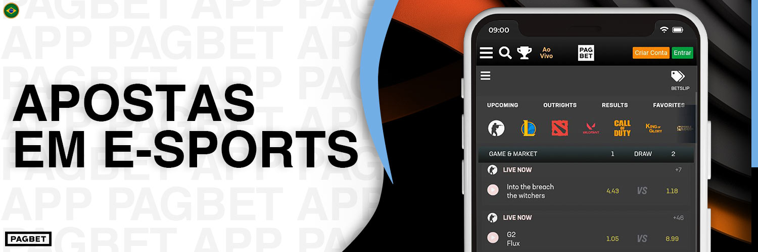 Revisão das disciplinas de e-sports disponíveis para apostas no aplicativo móvel Pagbet.