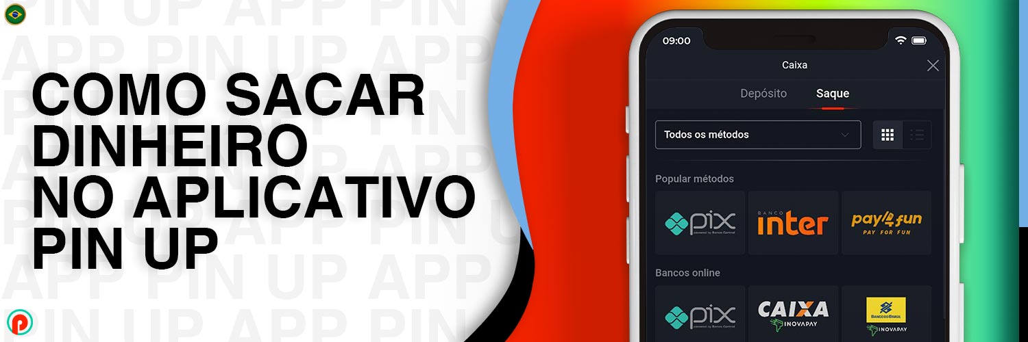 Revisão dos métodos de saque disponíveis no aplicativo móvel da Pin Up para jogadores no Brasil.