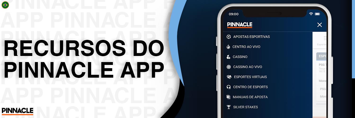 Visão geral da interface e funcionalidades do aplicativo Pinnacle.