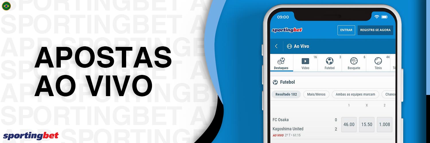 No aplicativo Sportingbet, as apostas em tempo real estão disponíveis.