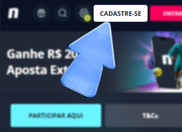 Botão “Cadastre-se” no Novibet App